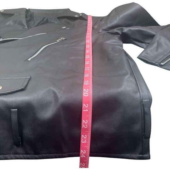 Black Soft Leather Biker Motorcycle Jacket - Picture 13 of 14